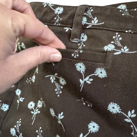 VTG Ann Taylor Early 2000s Y2K Floral Straight Leg Cropped Pants 16 Brown Blue - Picture 6 of 9